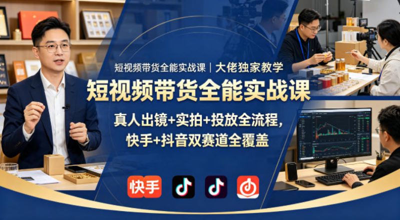 短视频带货全能实战课｜大佬独家教学，真人出镜+实拍+投放全流程，快手+抖音双赛道全覆盖——生财有道创业项目网-生财有道
