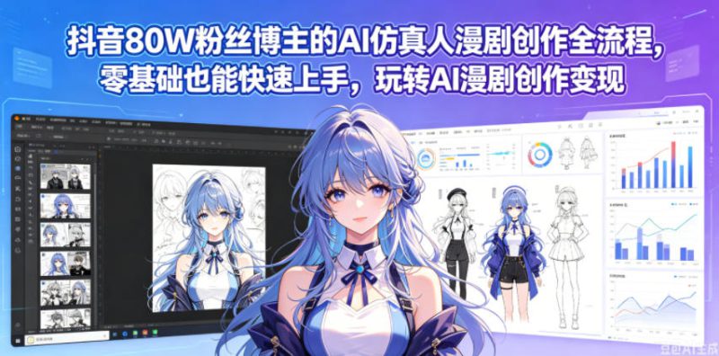 抖音80W粉丝博主的AI仿真人漫剧创作全流程,零基础也能快速上手,玩转AI漫剧创作变现——生财有道创业项目网-生财有道