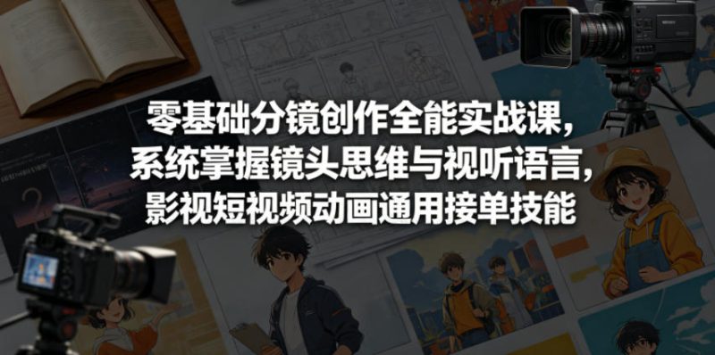 零基础分镜创作全能实战课，系统掌握镜头思维与视听语言，影视短视频动画通用接单技能——生财有道创业项目网-生财有道