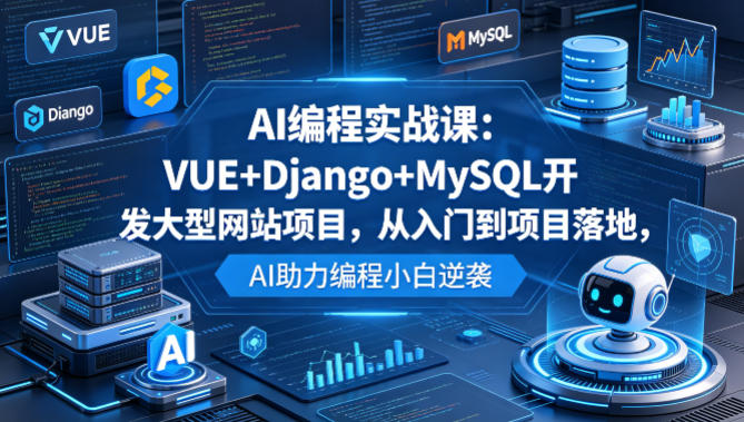 AI编程实战课：VUE+Django+MySQL开发大型网站项目，从入门到项目落地，AI助力编程小白逆袭——生财有道创业项目网-生财有道