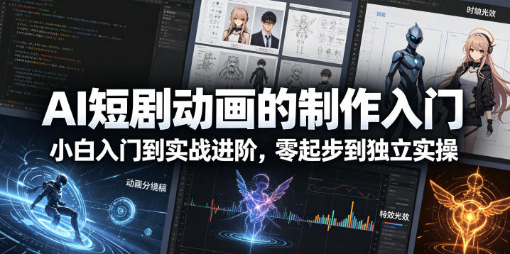 AI短剧动画的制作入门，小白入门到实战进阶，零起步到独立实操——生财有道创业项目网-生财有道