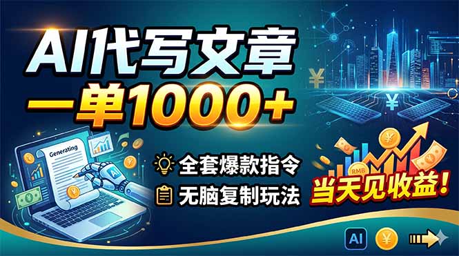 (18575期)AI代写文章,一单1000+,全套爆款指令+无脑复制玩法,当天见收益!_生财有道创业项目网-生财有道