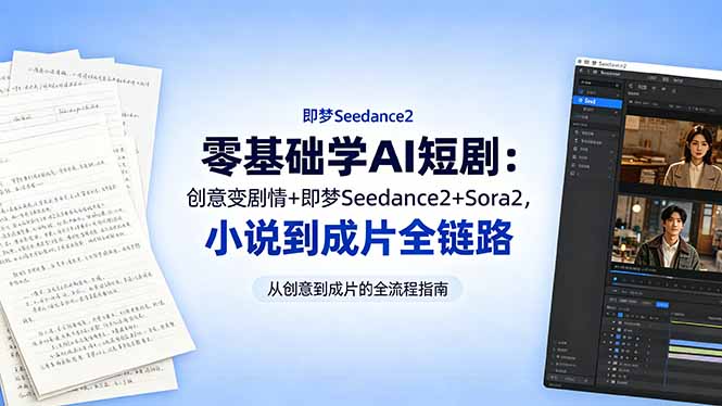 （18537期）零基础学AI短剧：创意变剧情+即梦Seedance2+Sora2，小说到成片全链路_生财有道创业项目网-生财有道