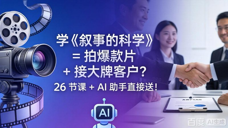（18302期）学《叙事的科学》= 拍爆款片 + 接大牌客户？26 节课 + AI 助手直接送！_生财有道创业项目网-生财有道