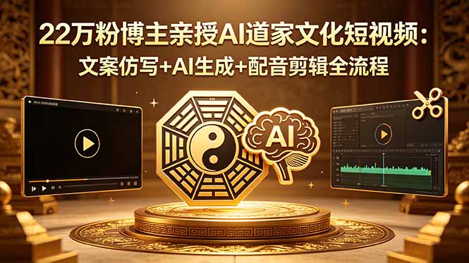 (18580期)22万粉博主亲授AI道家文化短视频:文案仿写+AI生成+配音剪辑全流程_生财有道创业项目网-生财有道