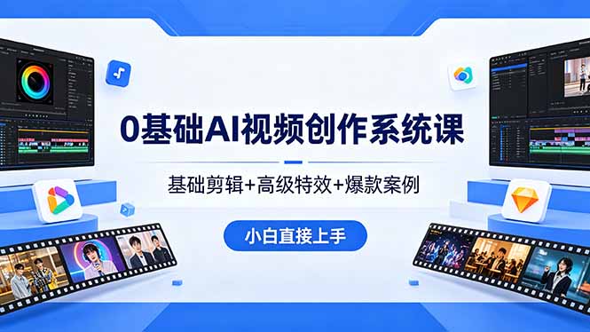 （18354期）0基础AI视频创作系统课，基础剪辑+高级特效+爆款案例，小白直接上手_生财有道创业项目网-生财有道