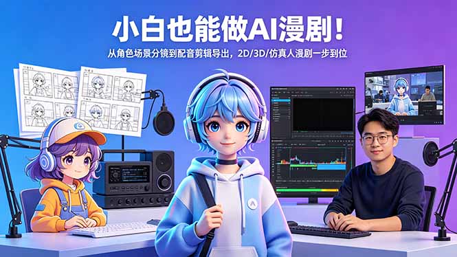 （18343期）小白也能做AI漫剧！从角色场景分镜到配音剪辑导出，2D/3D/仿真人漫剧一步到位_生财有道创业项目网-生财有道
