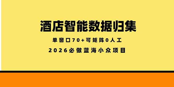 （18500期）酒店智能数据归集，小众蓝海已经稳定半年之久，单窗口70+零成本矩阵开干_生财有道创业项目网-生财有道