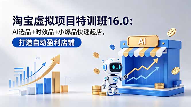 （18666期）淘宝虚拟项目特训班16.0：AI选品+时效品+小爆品快速起店，打造自动盈利店铺_生财有道创业项目网-生财有道