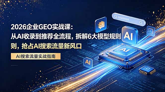 （18368期）2026 企业GEO实战课：从AI收录到推荐全流程，拆解6大模型规则，抢占 AI 搜索流量新风口_生财有道创业项目网-生财有道