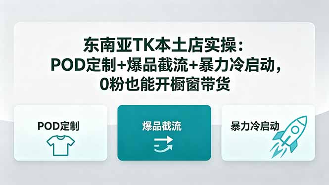 （18381期）东南亚TK本土店实操：POD定制+爆品截流+暴力冷启动，0粉也能开橱窗带货_生财有道创业项目网-生财有道