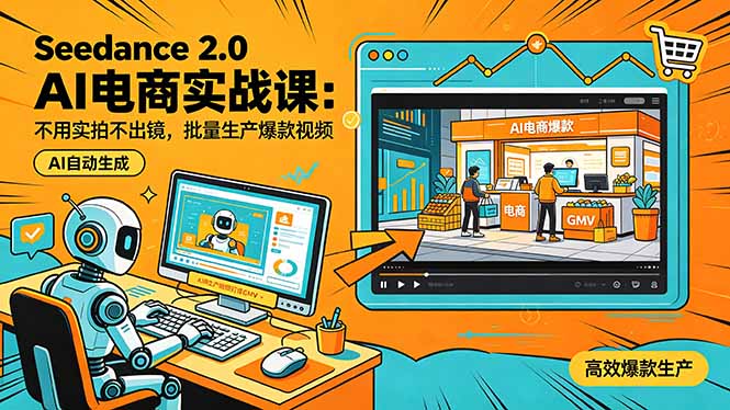 （18433期）Seedance 2.0 AI电商实战课：不用实拍不出镜，批量生产爆款视频打爆GMV_生财有道创业项目网-生财有道