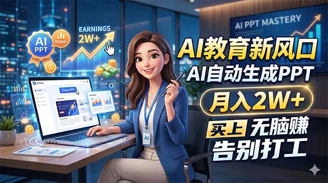 （18330期）AI教育新风口，AI自动生成PPT，月入2W+，无脑赚，告别打工_生财有道创业项目网-生财有道