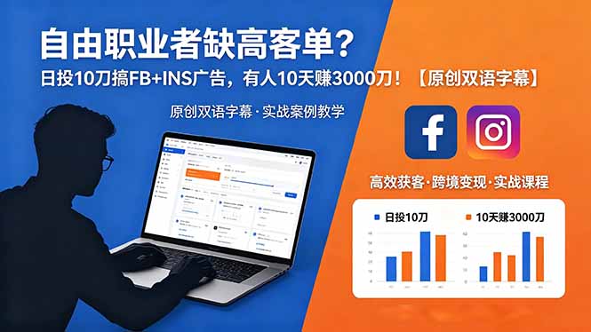 （18489期）自由职业者缺高客单？日投 10 刀搞 FB+INS 广告，有人 10 天赚 3000 刀！【原创双语字幕】_生财有道创业项目网-生财有道