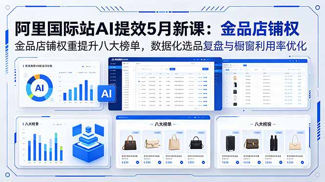 （18556期）阿里国际站AI提效5月新课：金品店铺权重提升八大榜单，数据化选品复盘与橱窗利用率优化_生财有道创业项目网-生财有道