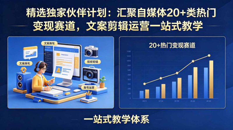 （18478期）精选独家伙伴计划：汇聚自媒体20+类热门变现赛道，文案剪辑运营一站式教学_生财有道创业项目网-生财有道