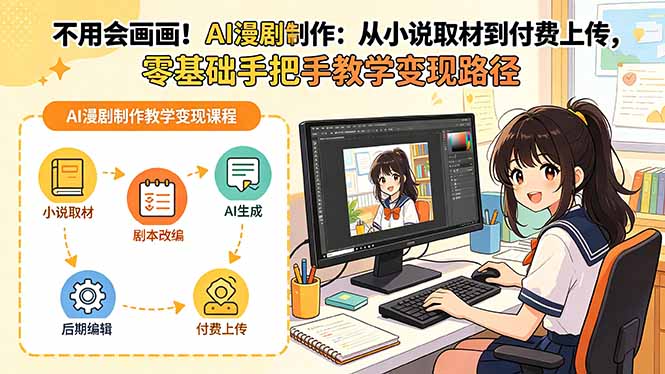 （18439期）不用会画画！AI漫剧制作：从小说取材到付费上传，零基础手把手教学变现路径_生财有道创业项目网-生财有道