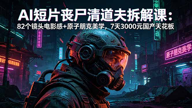(18649期)AI短片《丧尸清道夫》拆解课:82个镜头电影感+原子朋克美学,7天3000元国产天花板_生财有道创业项目网-生财有道