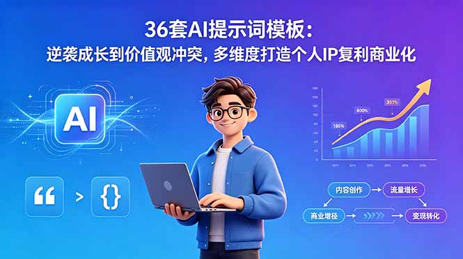 （18630期）36套AI提示词模板：逆袭成长到价值观冲突，多维度打造个人IP复利商业化_生财有道创业项目网-生财有道