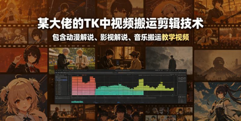 某大佬的TK中视频搬运剪辑技术，包含动漫解说、影视解说、音乐搬运教学视频——生财有道创业项目网-生财有道