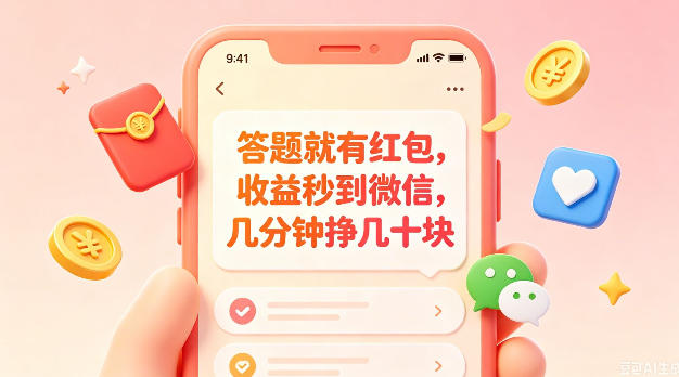 答题就有红包,收益秒到微信,几分钟挣几十块,学生党上班族宝妈都可以玩【揭秘】——生财有道创业项目网-生财有道