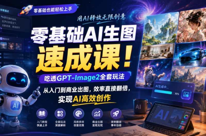零基础AI生图速成课！吃透GPT-Image2全套玩法，从入门到商业出图，效率直接翻倍，实现AI高效创作——生财有道创业项目网-生财有道