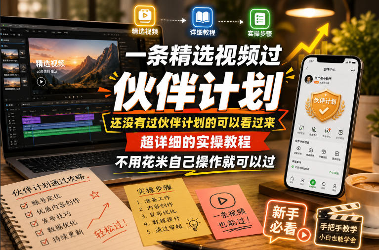 一条精选视频过伙伴计划，还没有过伙伴计划的可以看过来，超详细的实操教程，不用花米自己操作就可以过——生财有道创业项目网-生财有道