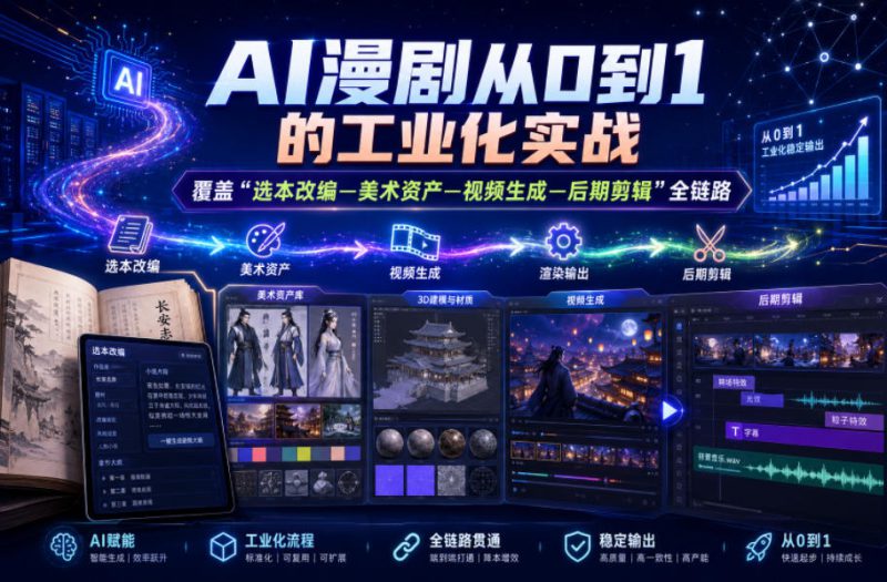 AI漫剧从0到1的工业化实战，覆盖“选本改编—美术资产—视频生成—后期剪辑”全链路（更新6月）——生财有道创业项目网-生财有道