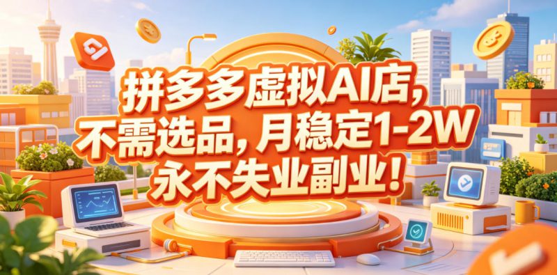 拼多多虚拟AI店,不需选品,月稳定1-2W,永不失业副业!【揭秘】——生财有道创业项目网-生财有道