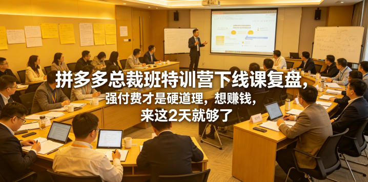 拼多多总裁班特训营下线课复盘，强付费才是硬道理，想賺钱，来这2天就够了——生财有道创业项目网-生财有道