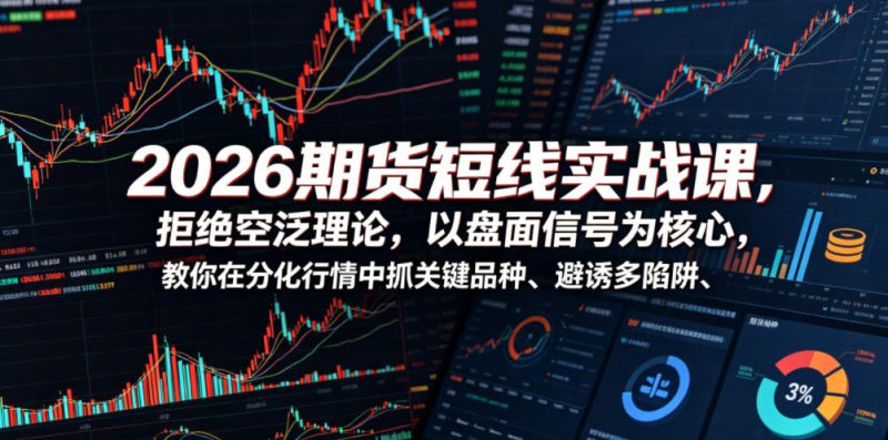 2026期货短线实战课，拒绝空泛理论，以盘面信号为核心，教你在分化行情中抓关键品种、避诱多陷阱——生财有道创业项目网-生财有道