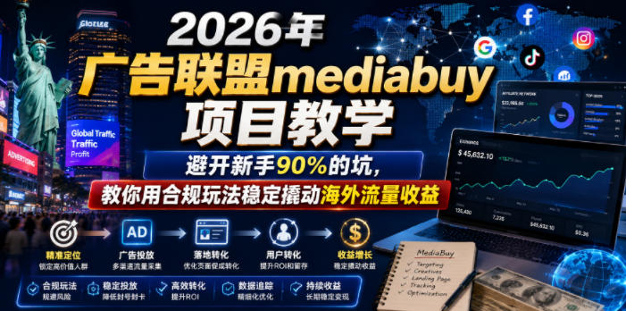 2026年老董賺美刀广告联盟mediabuy项目教学，避开新手90%的坑，教你用合规玩法稳定撬动海外流量收益——生财有道创业项目网-生财有道