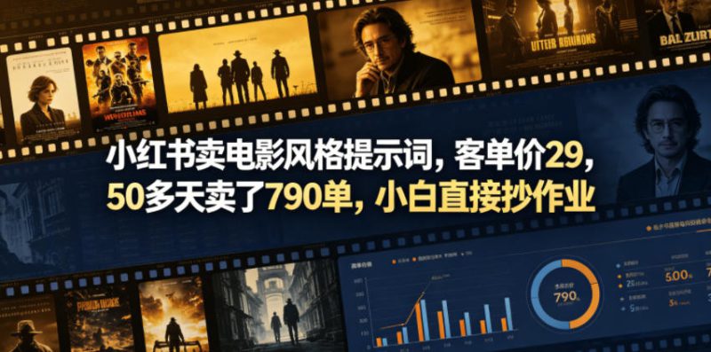 小红书卖电影风格提示词，客单价29，50多天卖了790单，小白直接抄作业！——生财有道创业项目网-生财有道