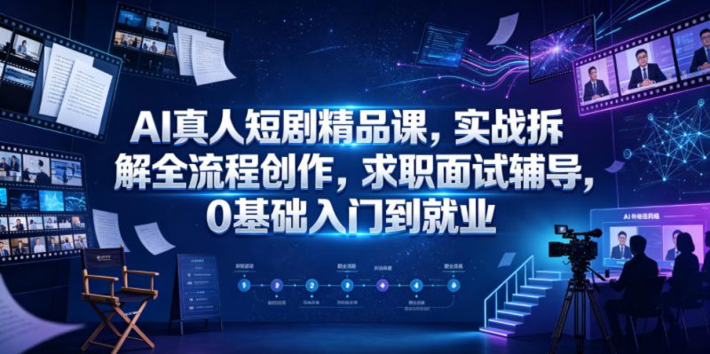 AI真人短剧精品课，实战拆解全流程创作，求职面试辅导，0基础入门到就业——生财有道创业项目网-生财有道