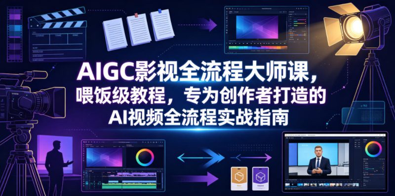 AIGC影视全流程大师课,喂饭级教程,专为创作者打造的AI视频全流程实战指南——生财有道创业项目网-生财有道