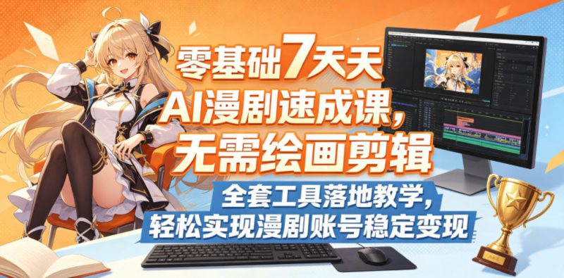 零基础7天AI漫剧速成课，无需绘画剪辑，全套工具落地教学，轻松实现漫剧账号稳定变现——生财有道创业项目网-生财有道