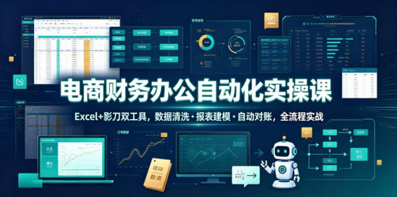 电商财务办公自动化实操课，Excel+影刀双工具，数据清洗・报表建模・自动对账，全流程实战——生财有道创业项目网-生财有道