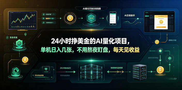 24小时挣美金的AI量化项目，单机日入几十美刀，不用熬夜盯盘，每天见收益【揭秘】——生财有道创业项目网-生财有道