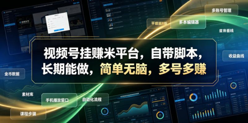 视频号挂賺米平台，自带脚本，长期能做，简单无脑，多号多賺【揭秘】——生财有道创业项目网-生财有道