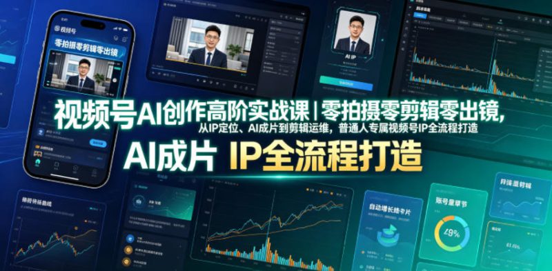 视频号AI创作高阶实战课｜零拍摄零剪辑零出镜，从IP定位、AI成片到剪辑运维，普通人专属视频号IP全流程打造——生财有道创业项目网-生财有道