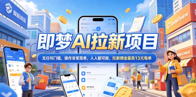 2026年即梦AI拉新项目最新玩法，无任何门槛，操作非常简单，人人都可做，拉新佣金最高13米每单（更新6月）——生财有道创业项目网-生财有道