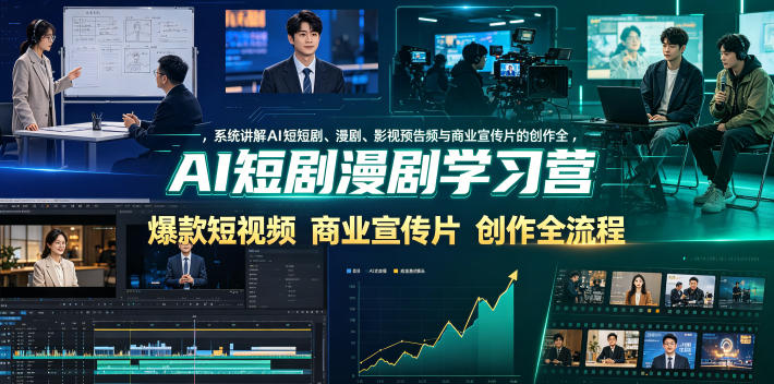 AI短剧漫剧学习营，系统讲解AI短剧、漫剧、影视预告片、爆款短视频与商业宣传片的创作全流程——生财有道创业项目网-生财有道