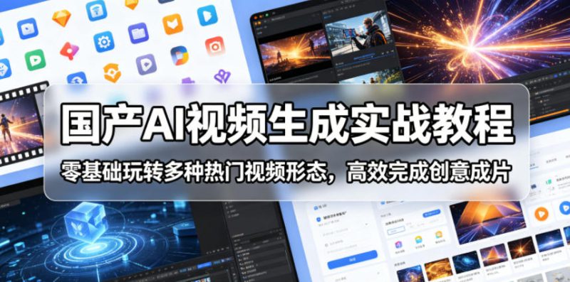 国产AI视频生成实战教程，零基础玩转多种热门视频形态，高效完成创意成片——生财有道创业项目网-生财有道