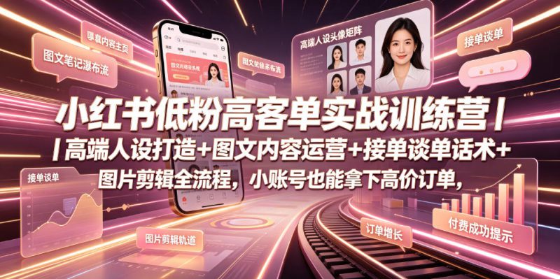 小红书低粉高客单实战训练营|高端人设打造+图文内容运营+接单谈单话术+图片剪辑全流程,小账号也能拿下高价订单——生财有道创业项目网-生财有道