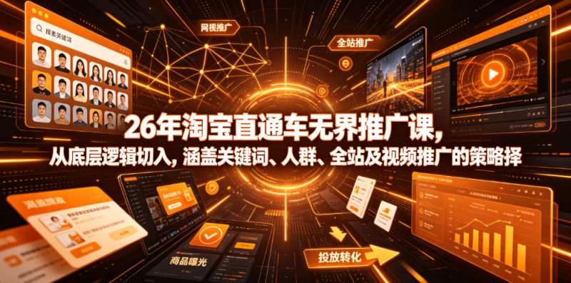 26年淘宝直通车无界推广课，从底层逻辑切入，涵盖关键词、人群、全站及视频推广的策略选择——生财有道创业项目网-生财有道