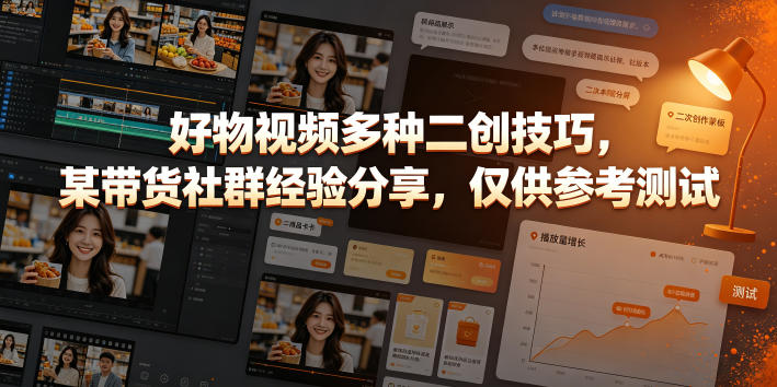 好物视频多种二创技巧，某带货社群经验分享，仅供参考测试——生财有道创业项目网-生财有道