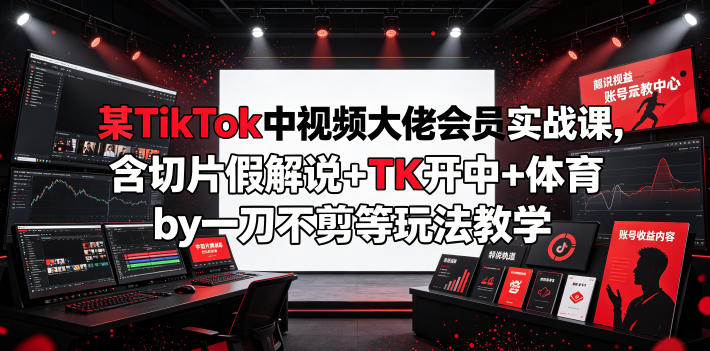 某TikTok中视频大佬会员实战课，含切片假解说+TK开中+体育by一刀不剪等玩法教学——生财有道创业项目网-生财有道