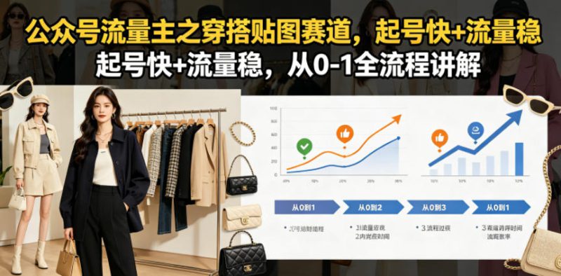 公众号流量主之穿搭贴图赛道，起号快+流量稳，从0-1全流程讲解——生财有道创业项目网-生财有道