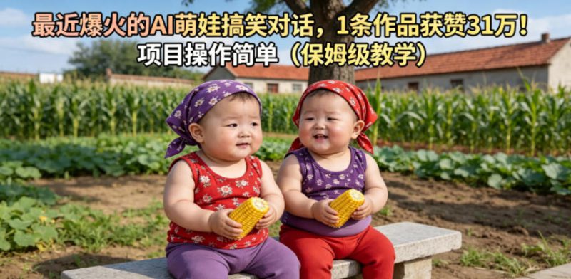 最近爆火的AI萌娃搞笑对话，1条作品获赞31W，项目操作简单（保姆级教学）——生财有道创业项目网-生财有道