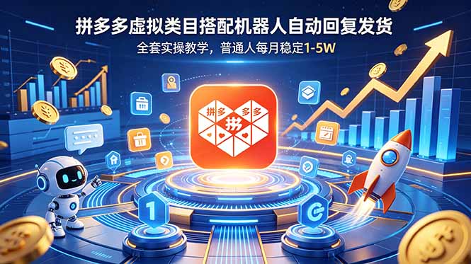 （18884期）拼多多虚拟类目搭配机器人自动回复发货，全套实操教学，普通人每月稳定 1-5W_生财有道创业项目网-生财有道